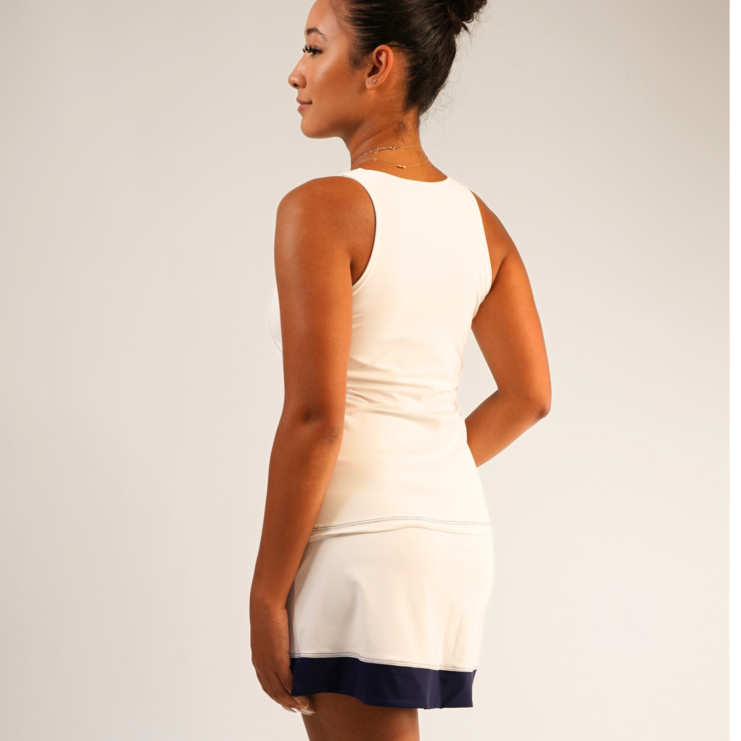 PALM BEACH TOP W/O BAND - White & Navy