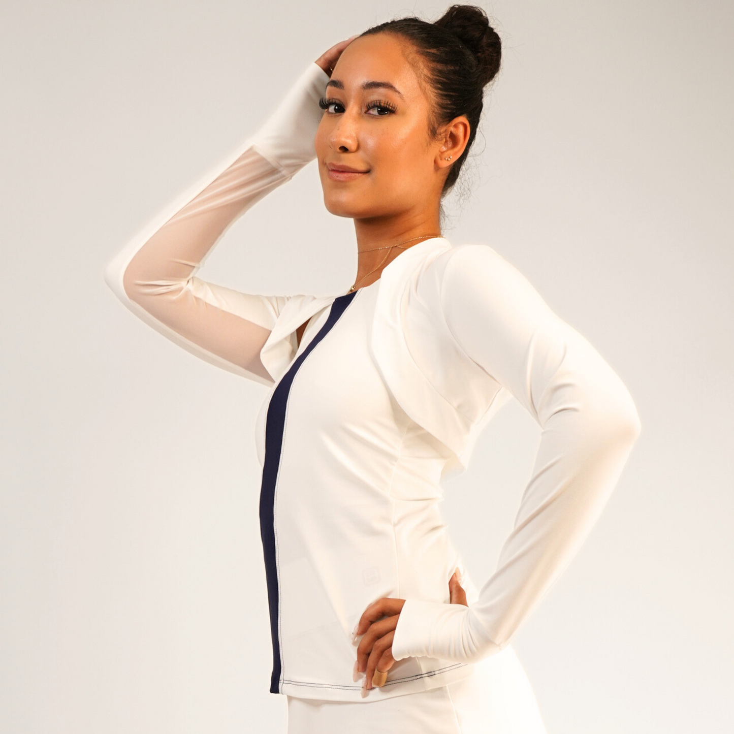 PROTECTIVE SUN SHRUG White w/ White Mesh