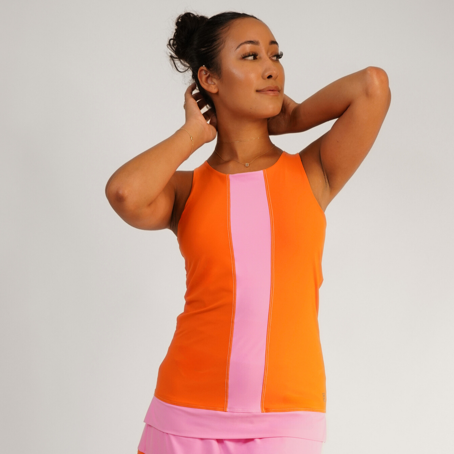PALM BEACH TOP W/ BAND - Tangerine & Pink