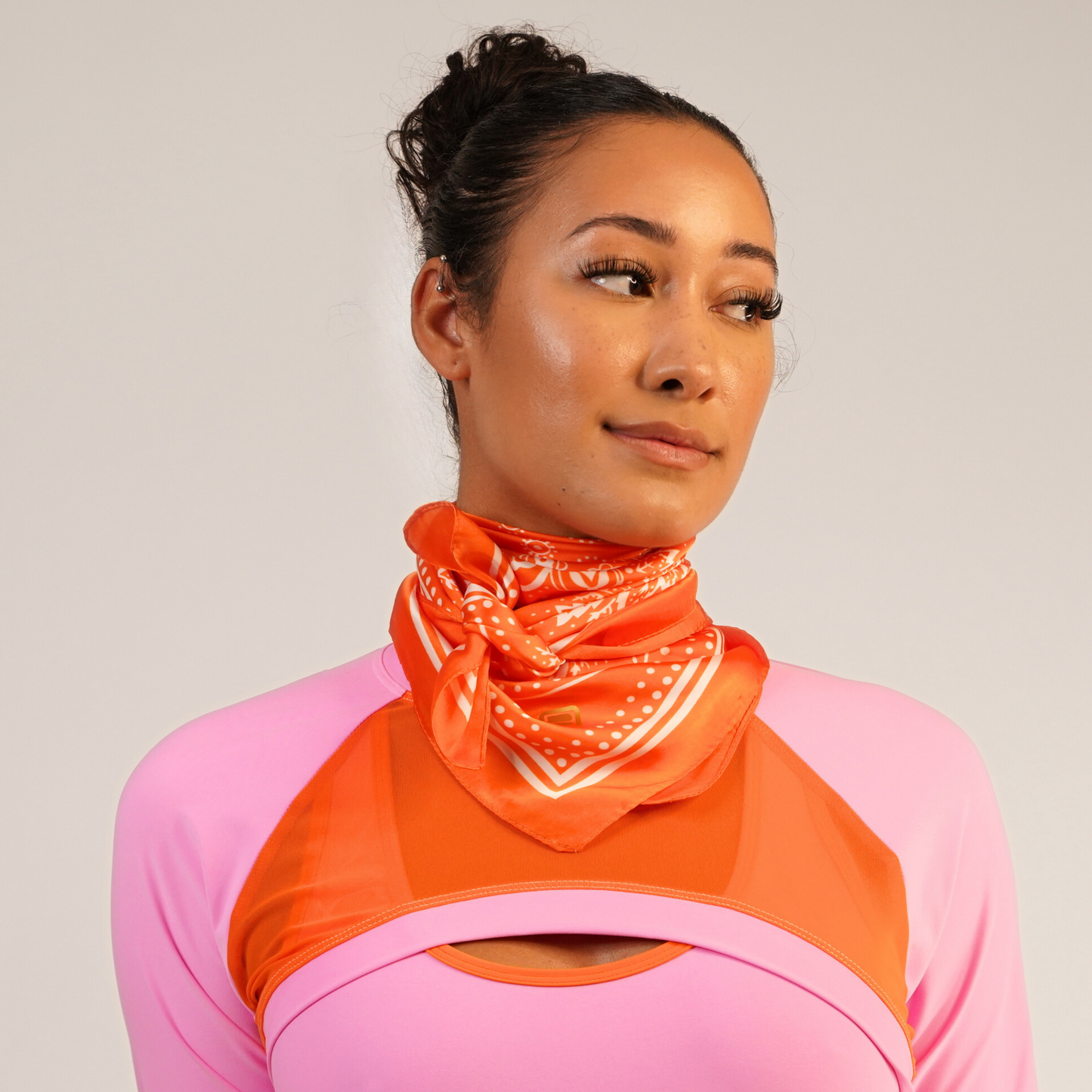 POLY SCARF Tangerine / White Paisley