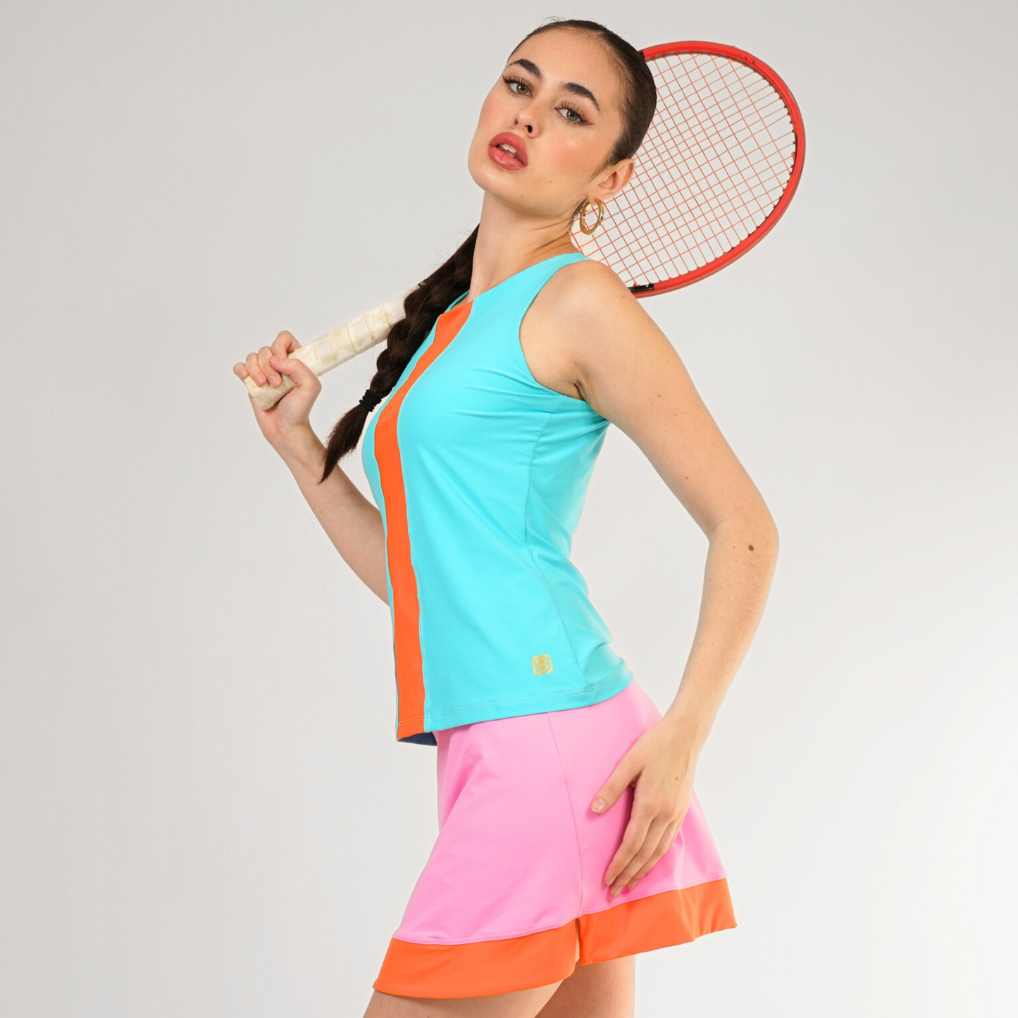 PALM BEACH TOP W/O BAND - Cabo Blue & Tangerine