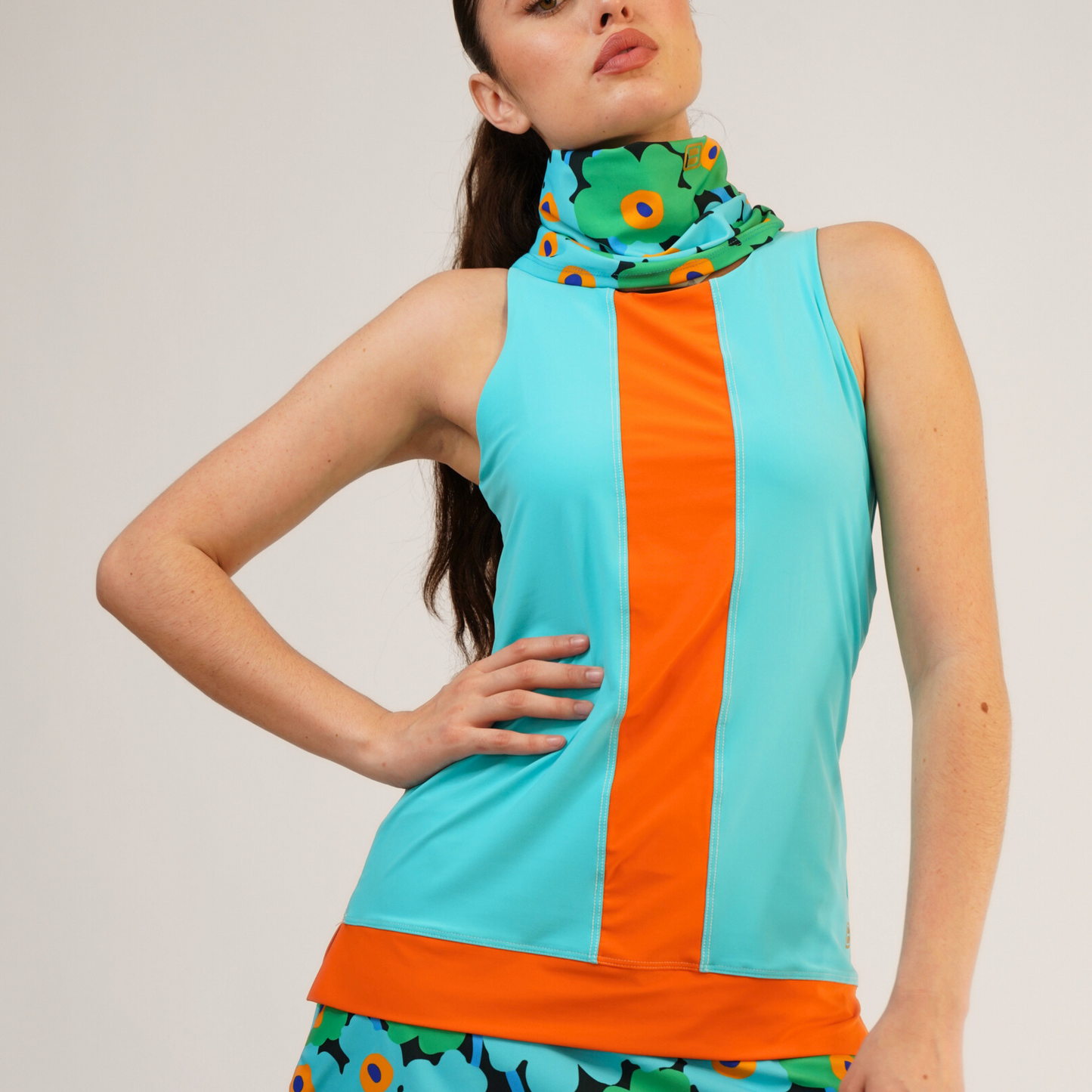 PALM BEACH TOP W/ BAND - Cabo Blue & Tangerine