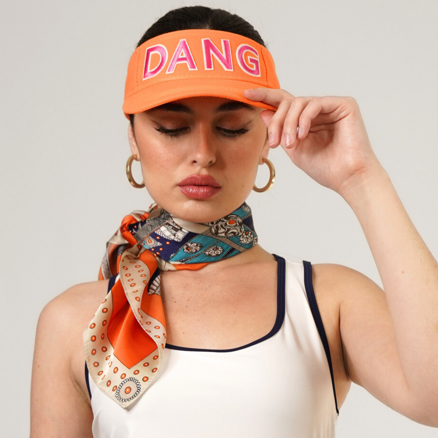 Word Visor - DANG - Tangerine with Pink Letters