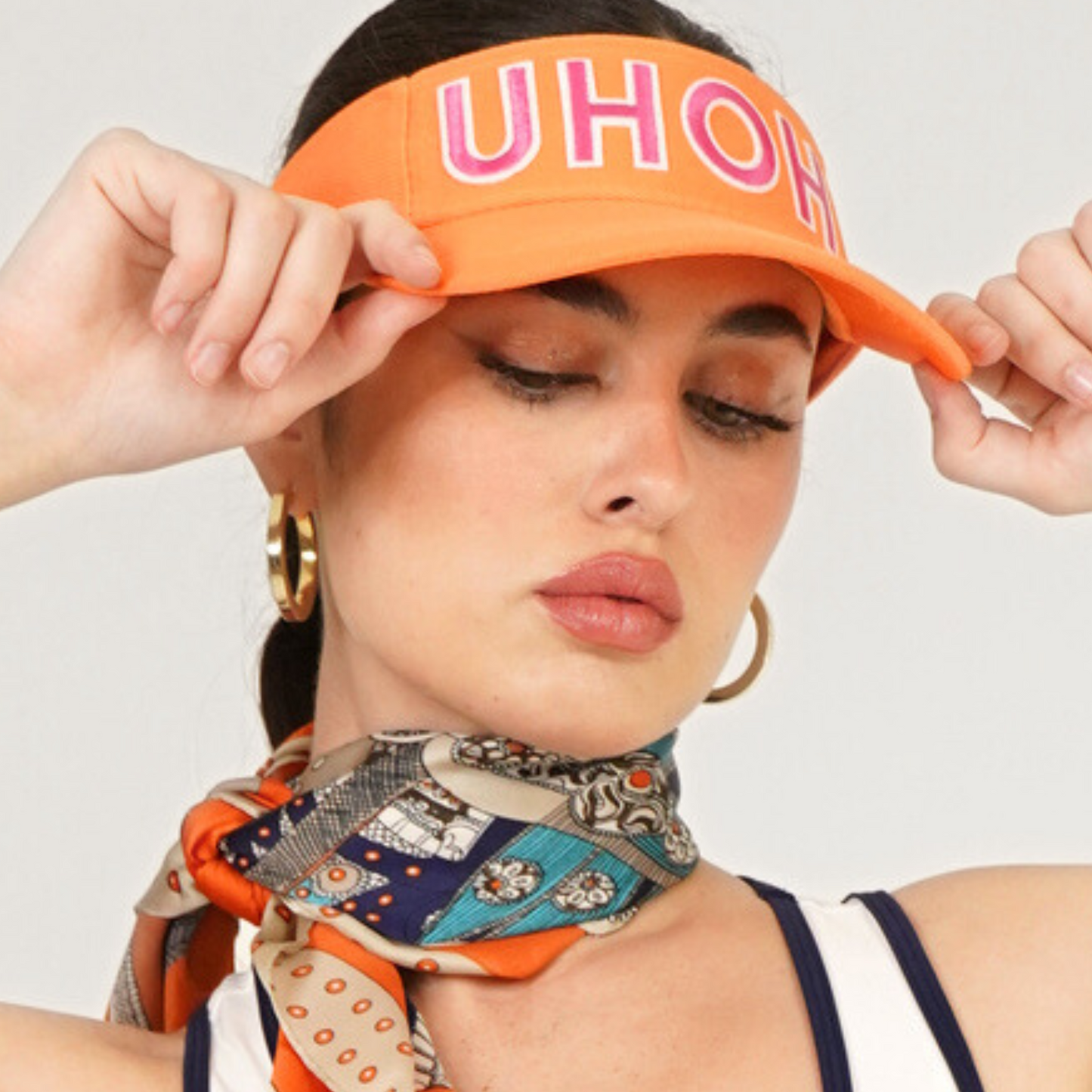 Word Visor UHOH - Tangerine with Pink Letters