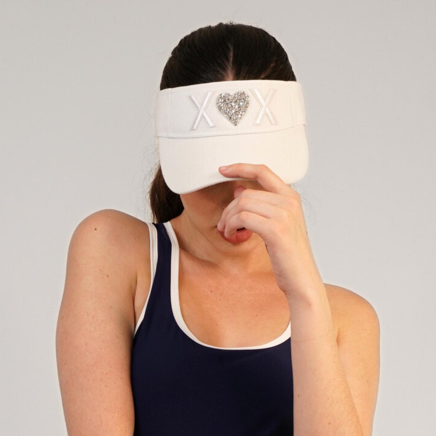 Word Visor XOX Sparkle Heart - White with White Letters